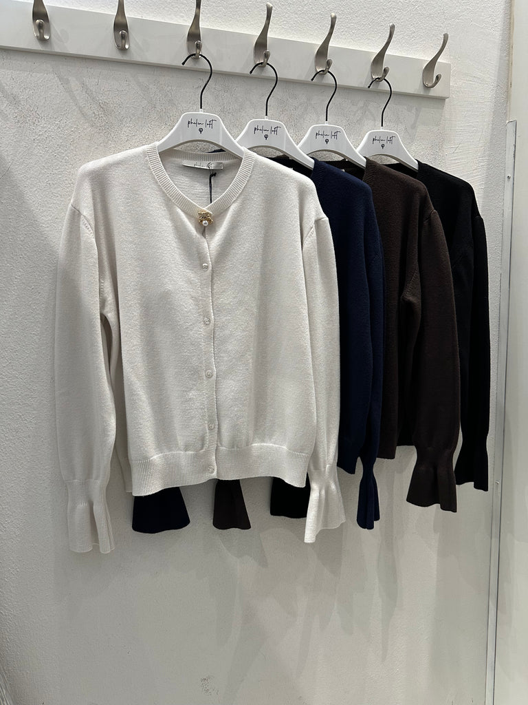 Philia Loft•Cardigan manica campana bottone gioiello•Più colori