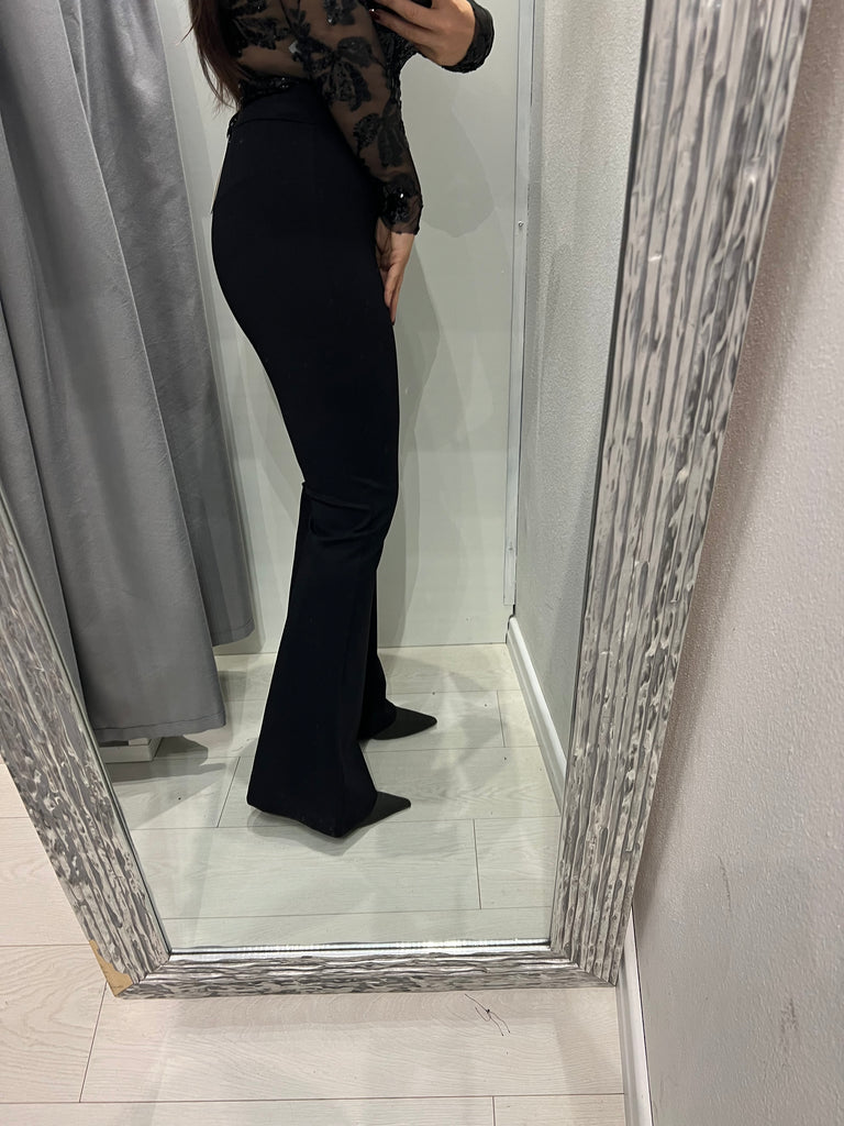 HaveOne•Pantalone leggings nero a zampa punto milano