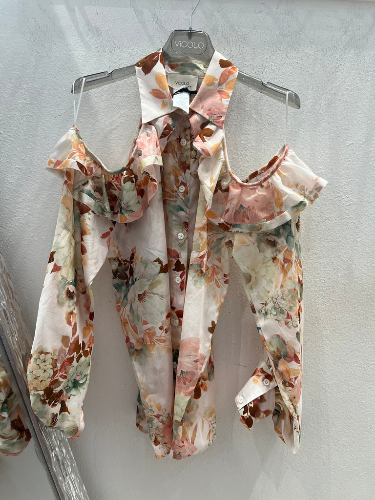 MSS💥ViCOLO•Camicia spalle scoperte fantasia floreale