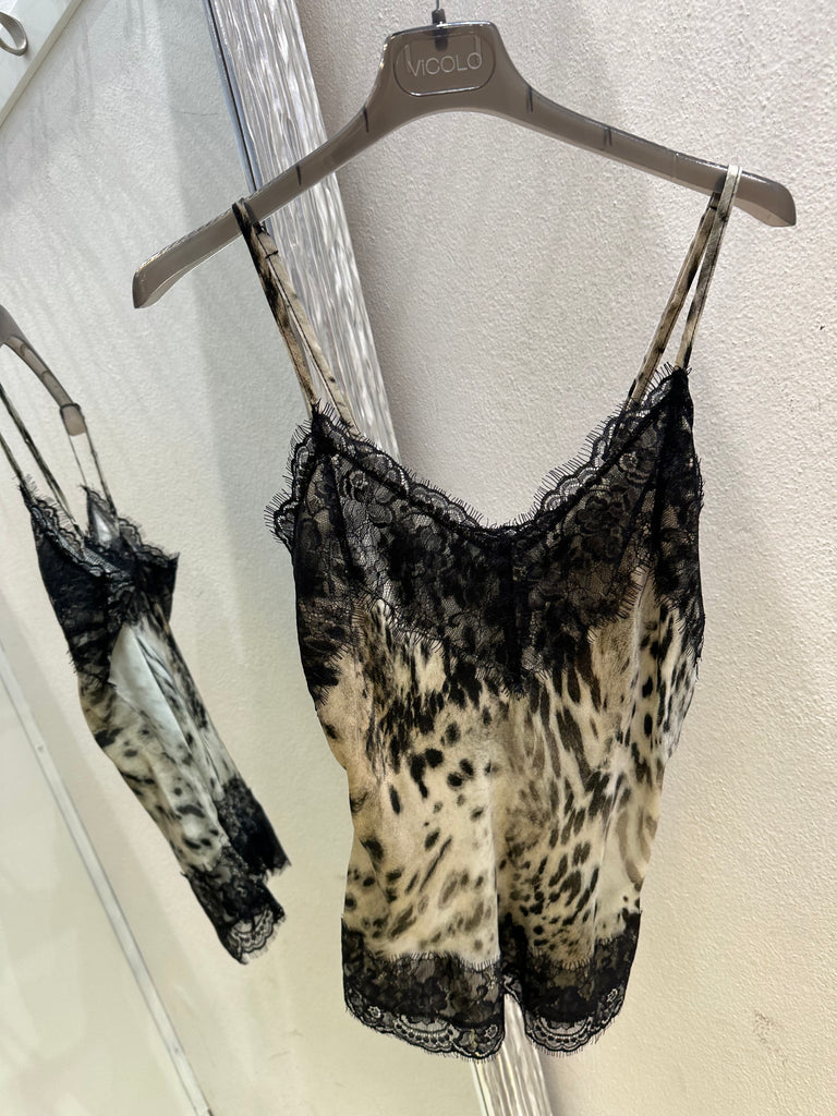 🚨KONTATTO•Canotta top animalier pizzo