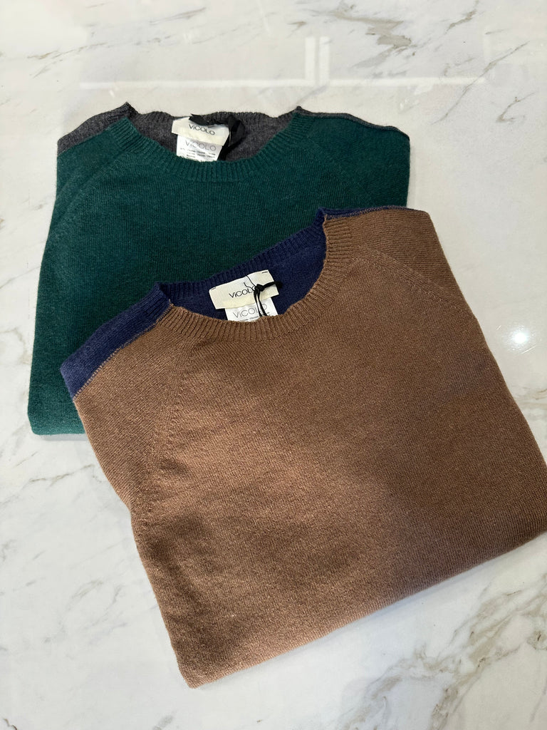 ViCOLO•Maglione bicolor misto cashmere•Più colori