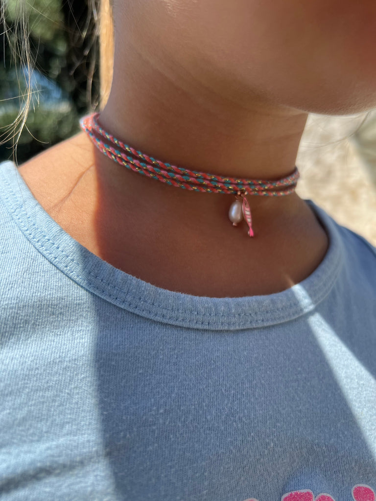 La Vie•Collana chocker/bracciale/cavigliera rosa/turchese/salmone con charm•Scegli il tuo charm!