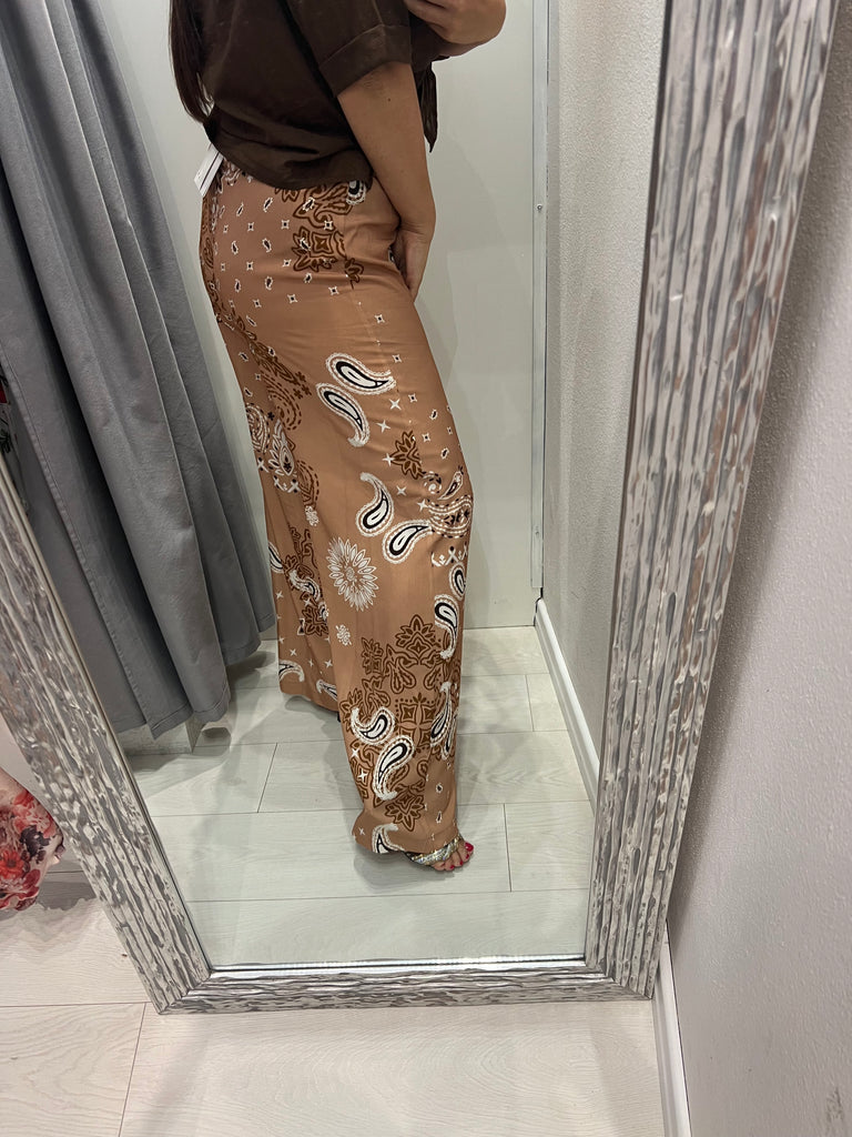 MSS💥HaveOne•Pantalone palazzo stampa bandana arachide