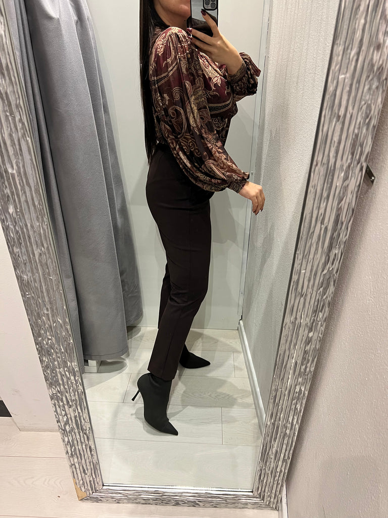 LUMINA•Camicia ampia stampa cashmere bordeaux