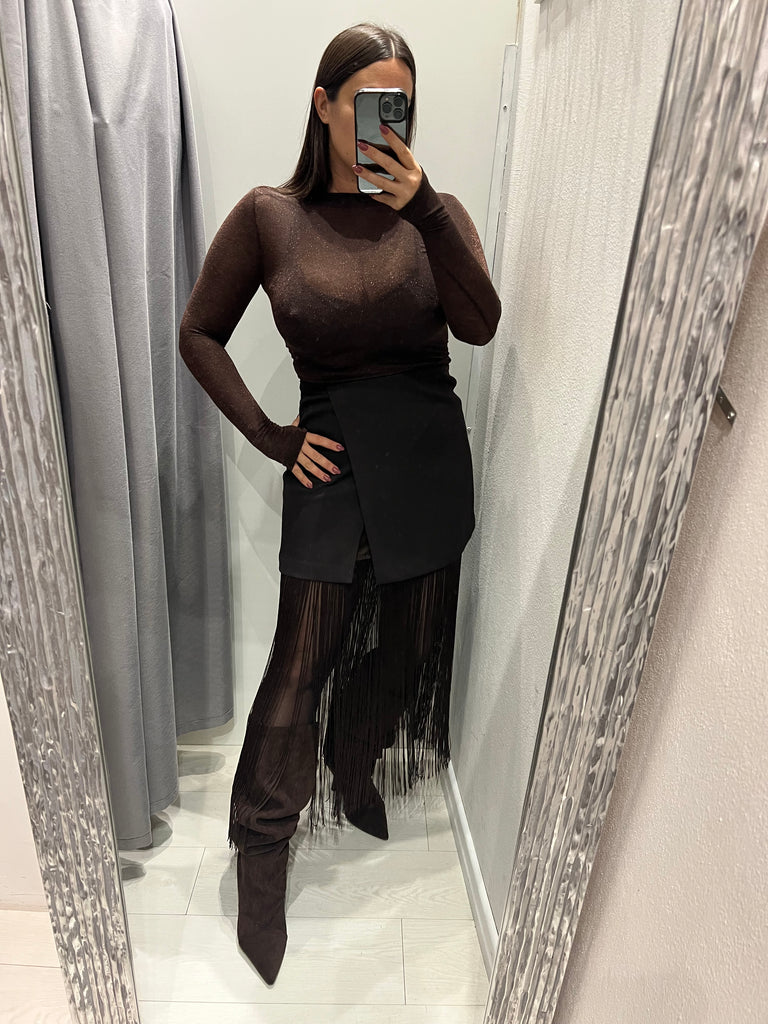 BLK30 LUMINA•Gonna portafoglio moro frange