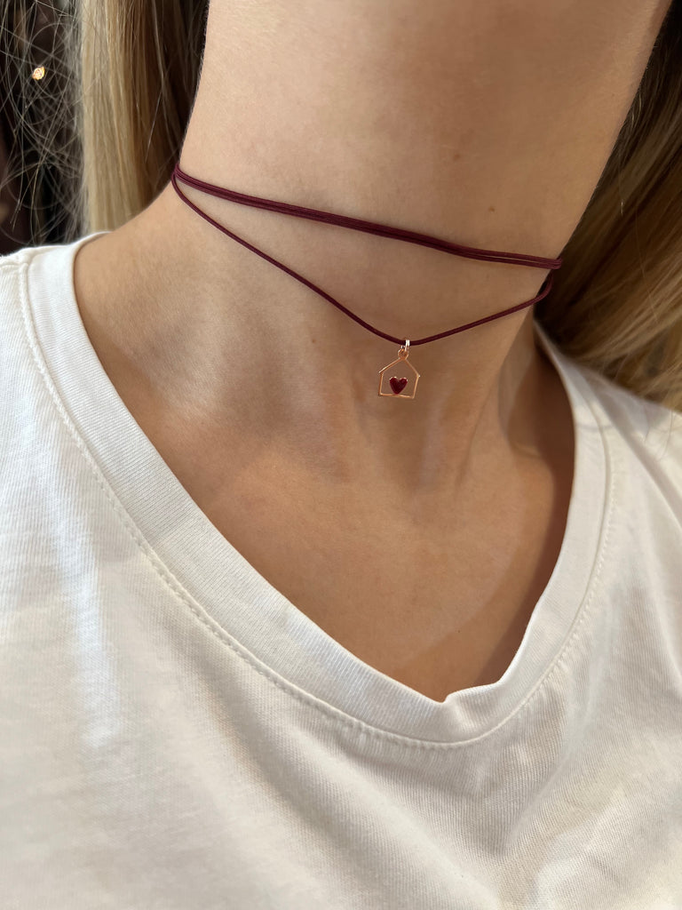 La Vie•Collana chocker/bracciale/cavigliera burgundy con charm•Scegli il tuo charm!