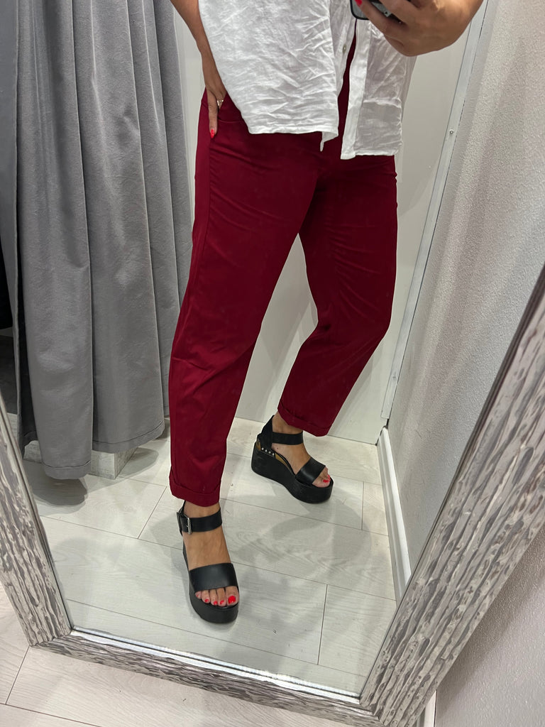 MSS💥ViCOLO•Pantalone tela leggerissima•Rosso ciliegia