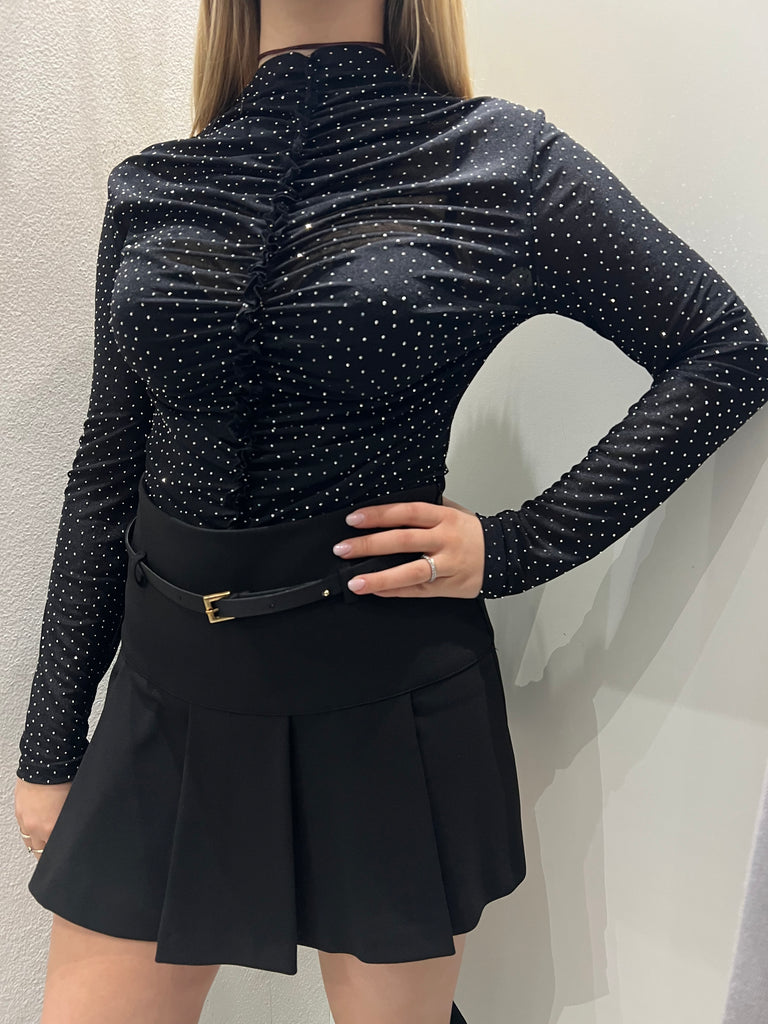 IMPERIAL•Gonna con pieghe e cinturina•Nero