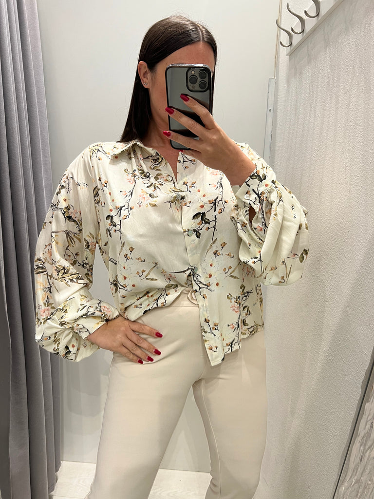 HaveOne•Camicia manica palloncino stampa Nature