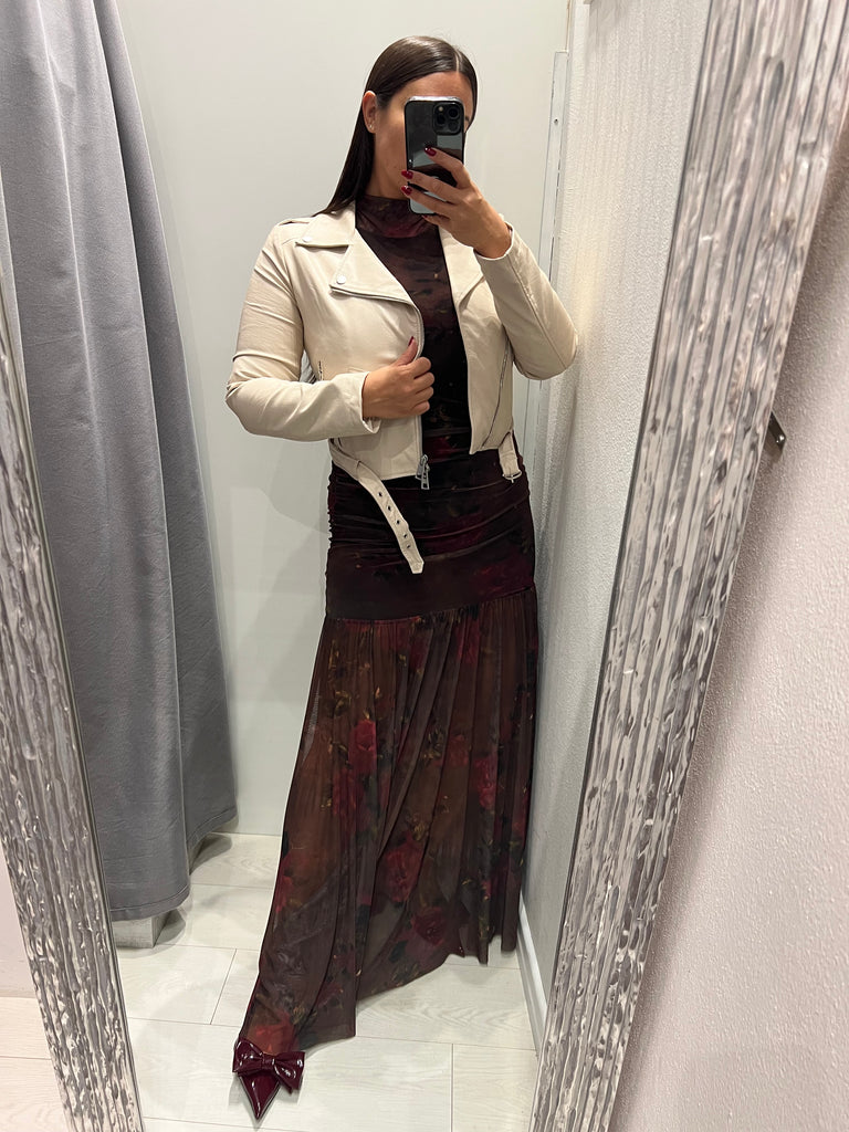 IMPERIAL•Giubbino chiodo in ecopelle burro beige