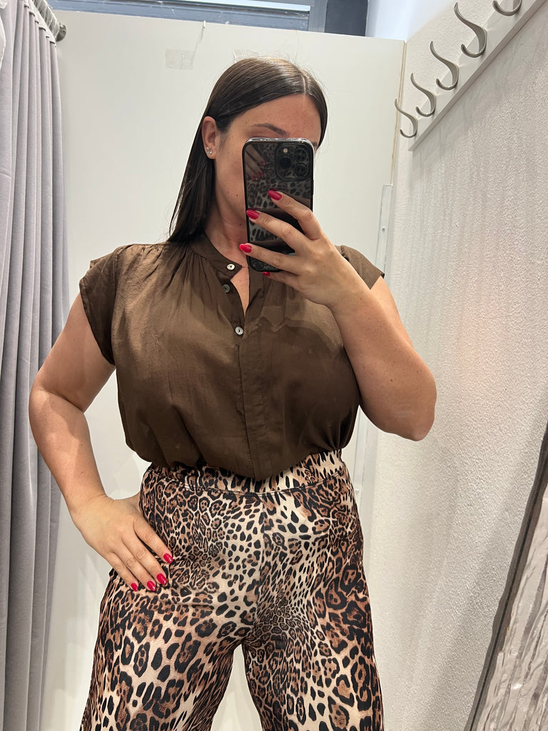 🚨HaveOne•Camicia alette in mussola cioccolato