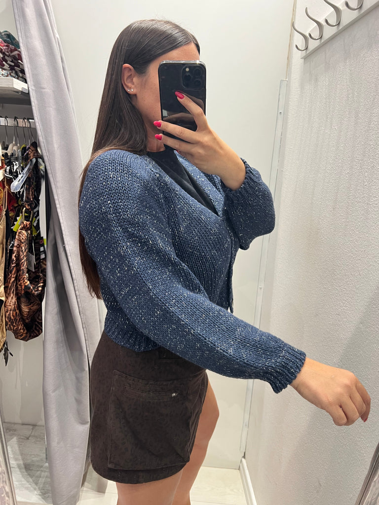 MSS💥HaveOne•Cardigan bottoni madreperla+lurex argento•Più colori