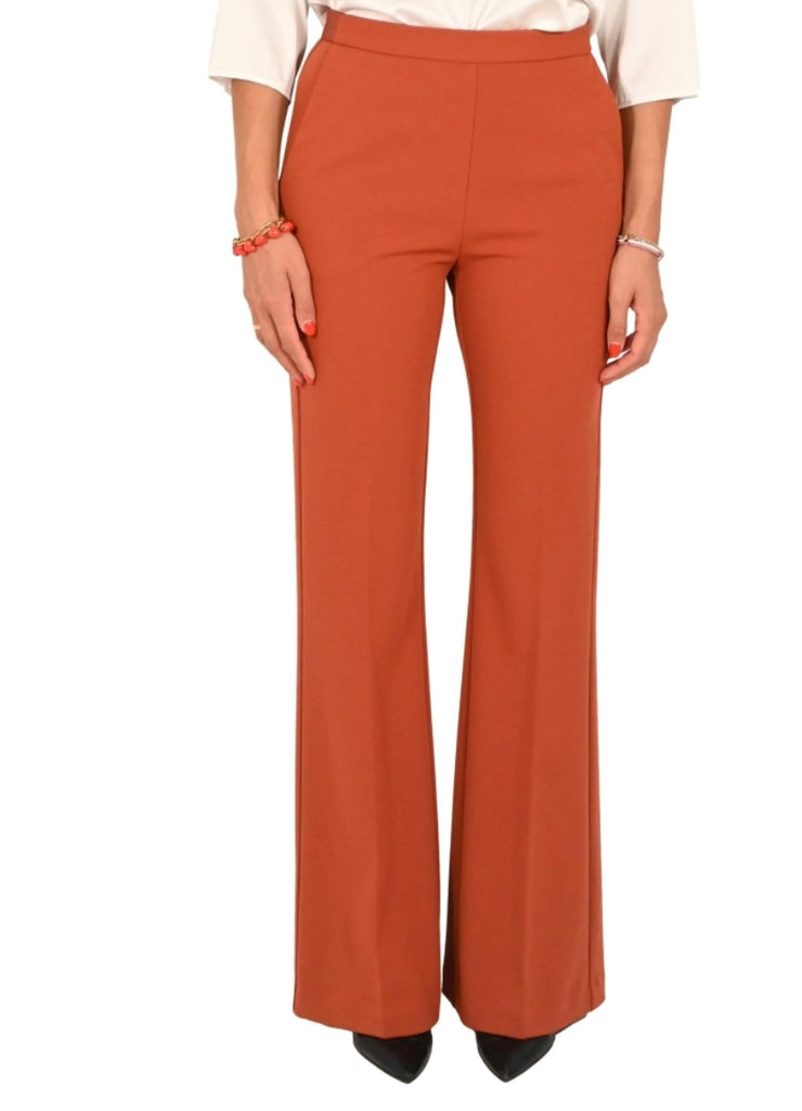 IMPERIAL•Pantalone flare con inserto in raso•Zucca