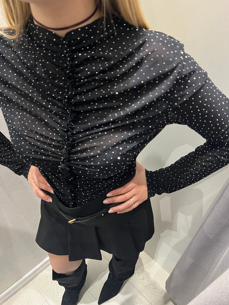 Philia Loft•Maglia arricciata microstrass