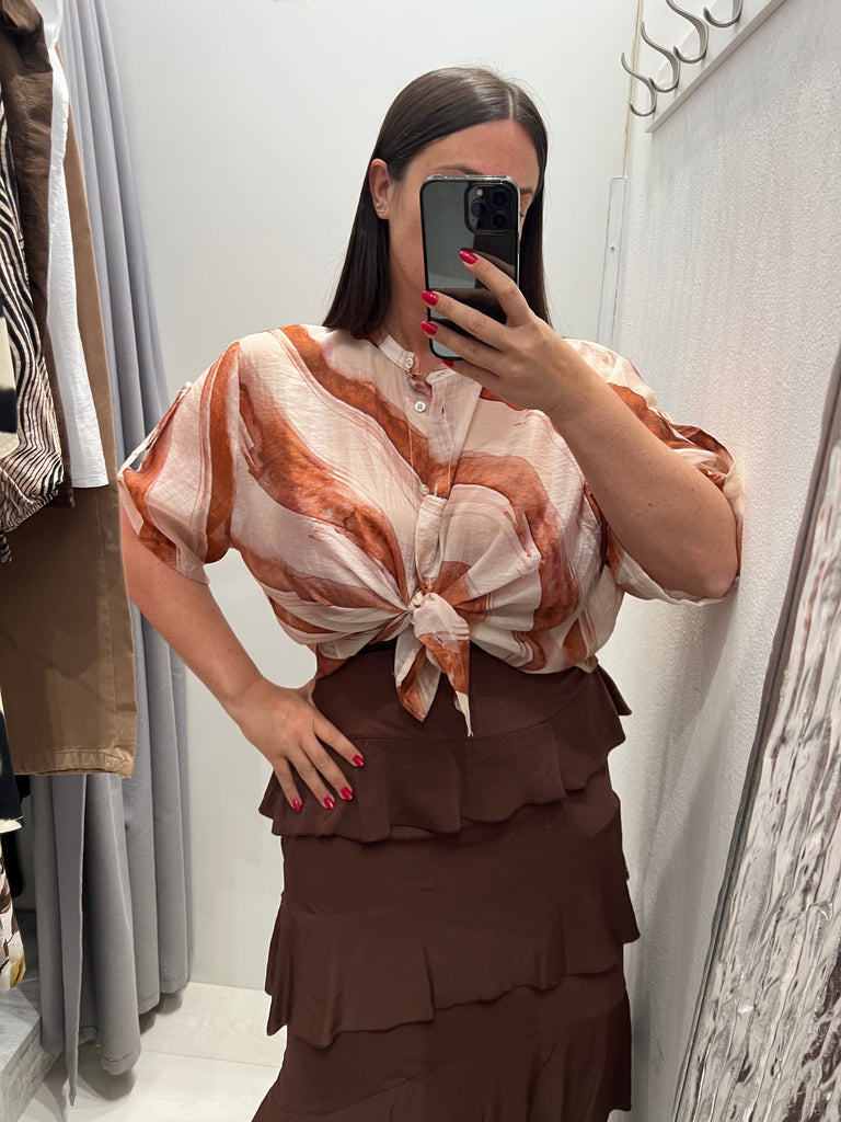 🚨HaveOne•Camicia coreana stampa onde ruggine