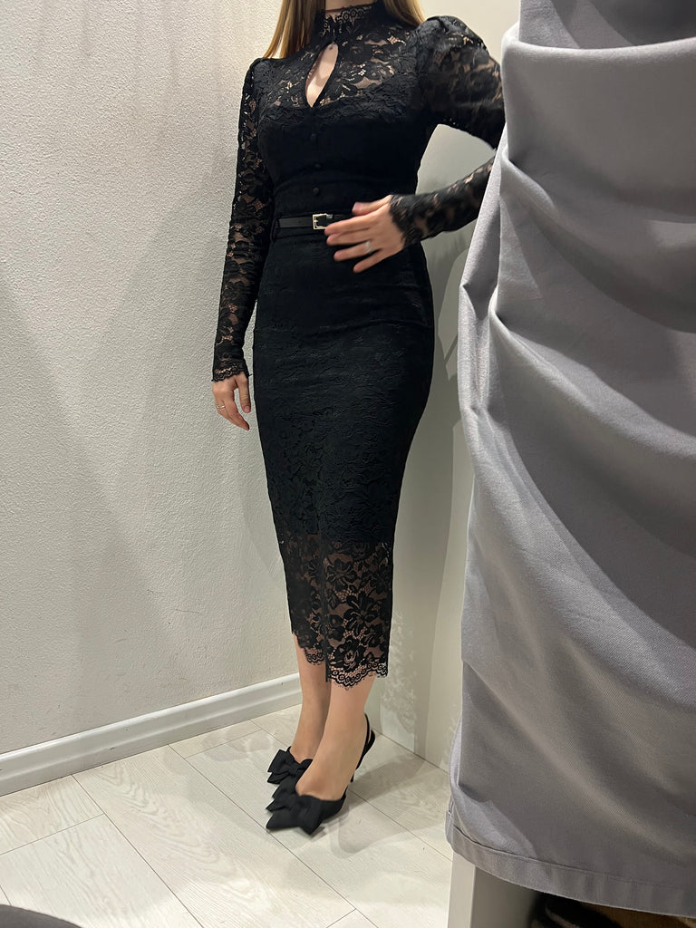 BLK30 IMPERIAL•Gonna longuette pizzo nero