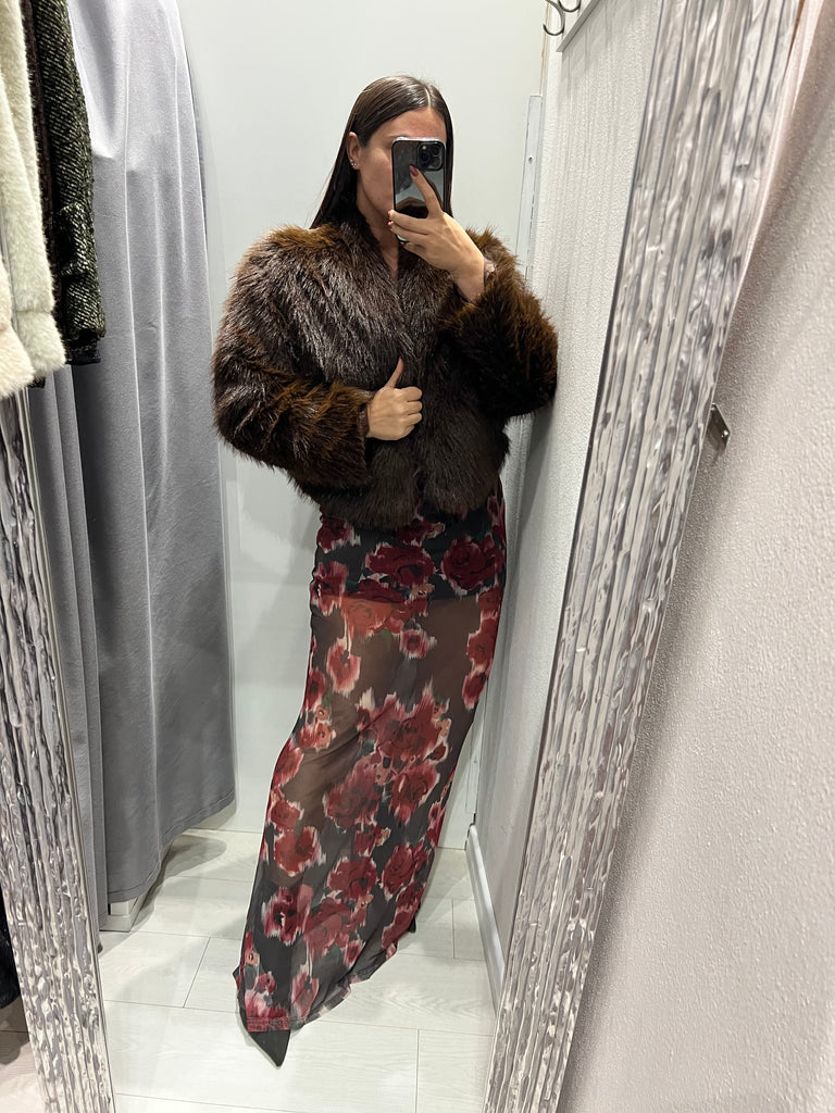 BLK30 LUMINA•Abito floreale stampa ciliegia