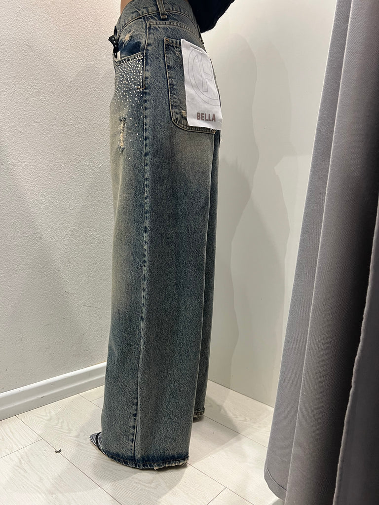 HaveOne•Jeans Bella lavaggio thè strass