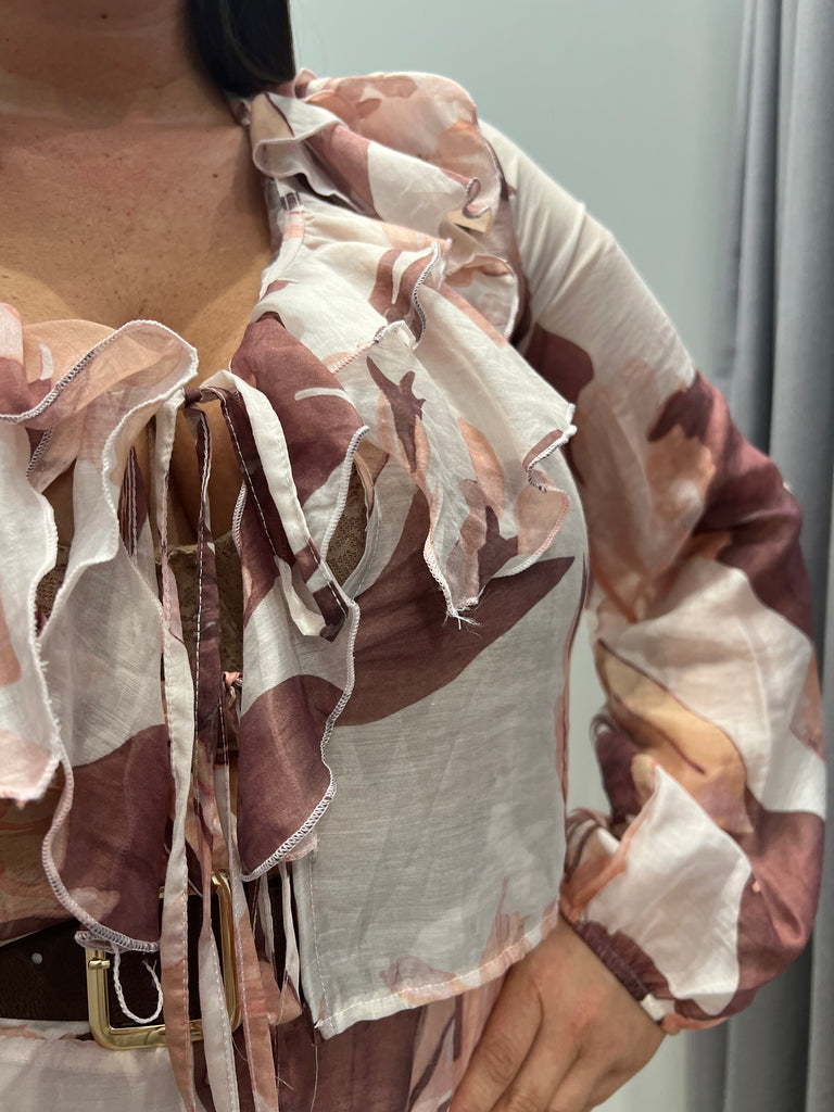 HaveOne•Camicetta crop stampa floreale