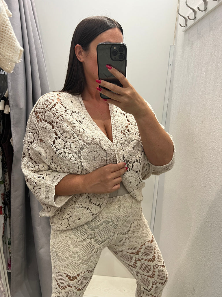 MSS💥HaveOne•Pantalone crochet naturale