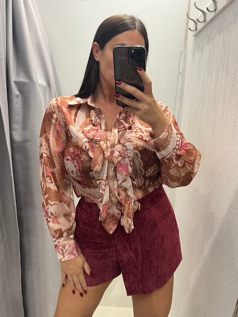LUMINA•Gonna pantaloncino velluto•Bordeaux