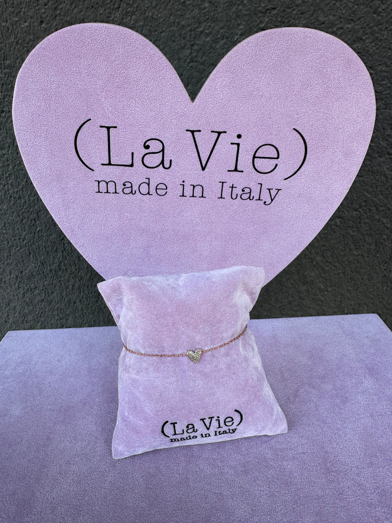 La Vie•Bracciale micro cuore glitter champagne