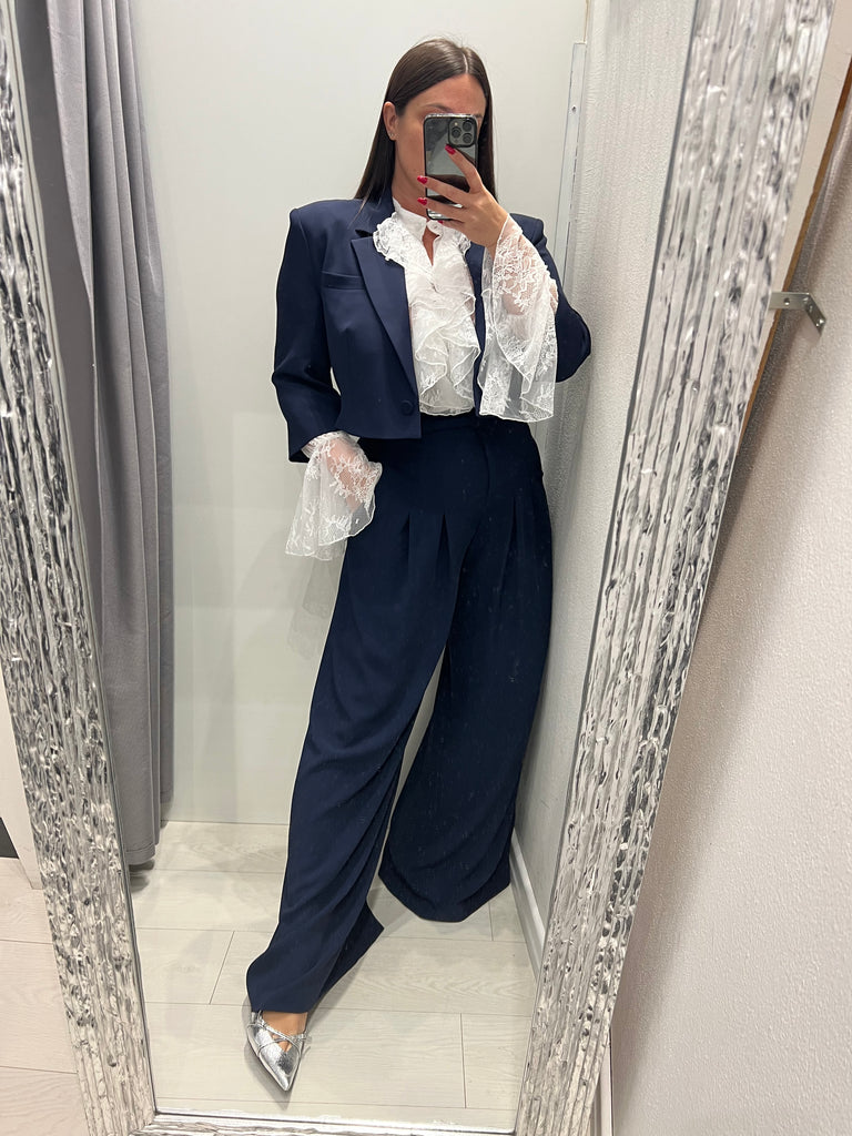 IMPERIAL•Camicia bianca pizzo rouches