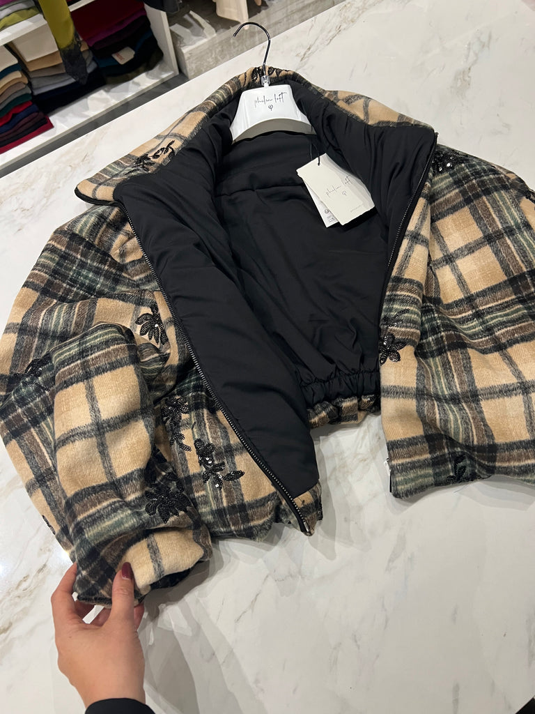 Philia Loft•Bomber check ricamo paillettes