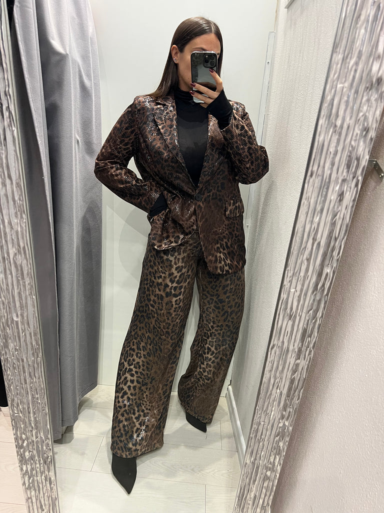 BLK30 LUMINA•Pantalone palazzo maculato paillettes