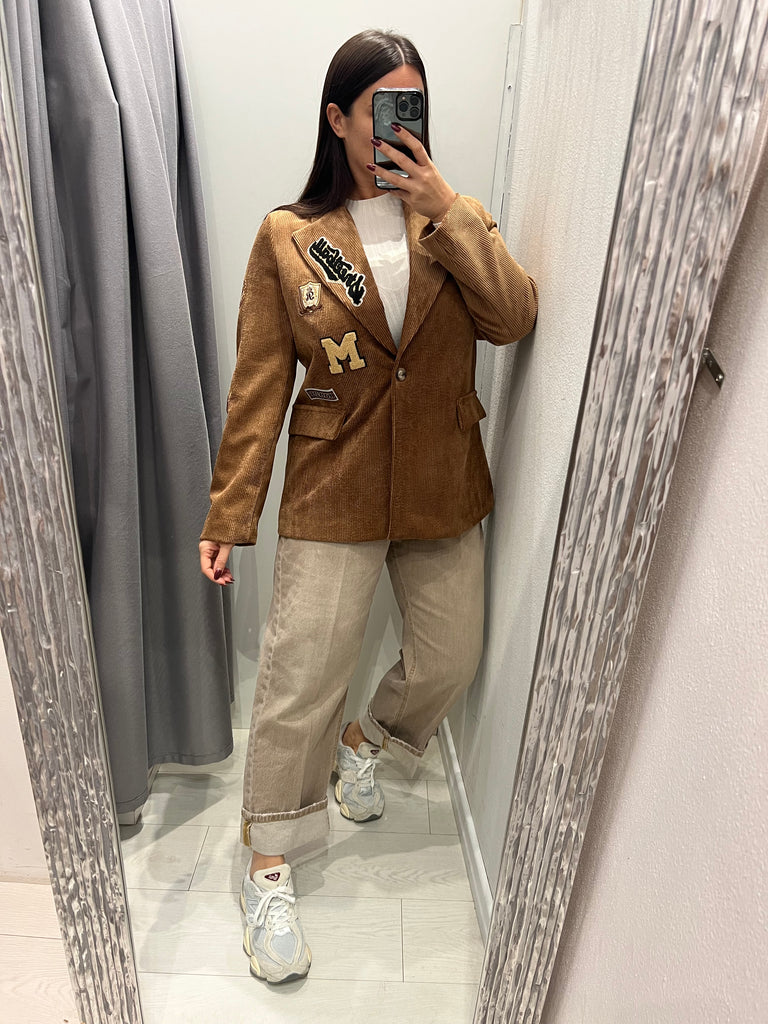 ViCOLO•Giacca velluto cammello patch