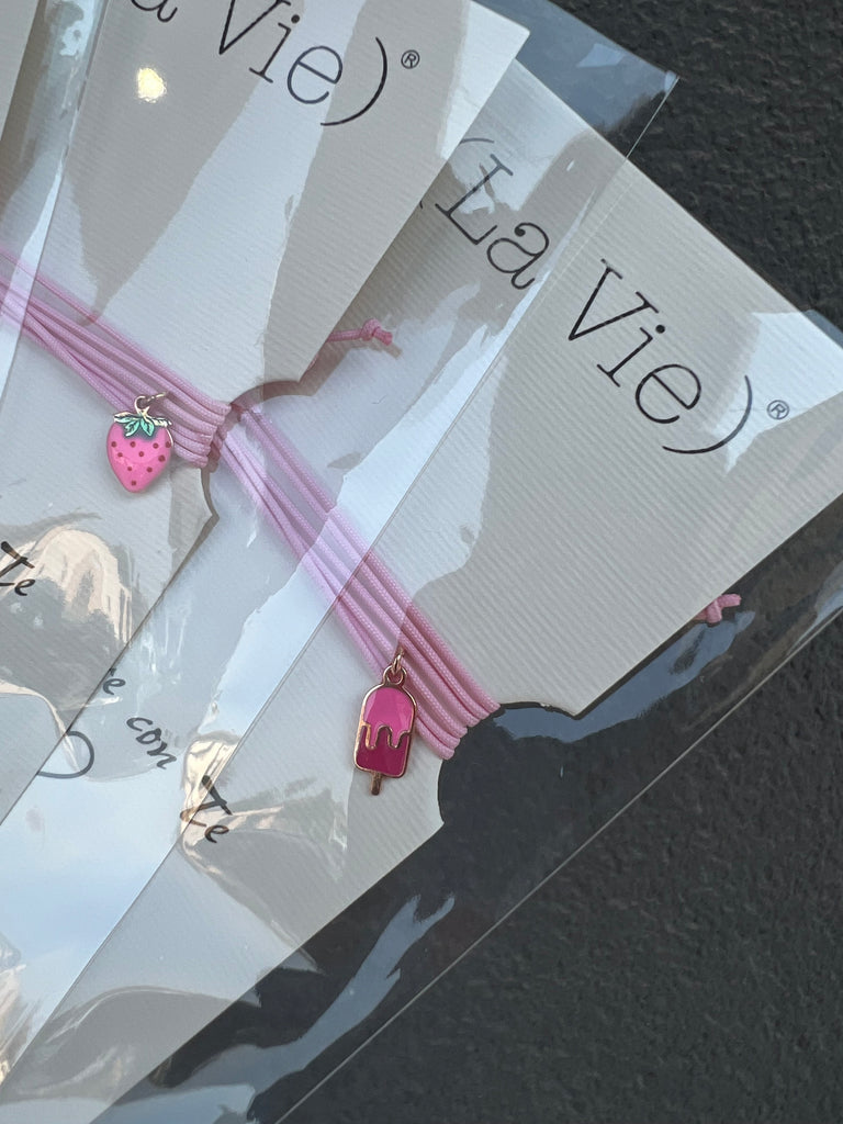 La Vie•Collana chocker/bracciale/cavigliera rosa con charm•Scegli il tuo charm!