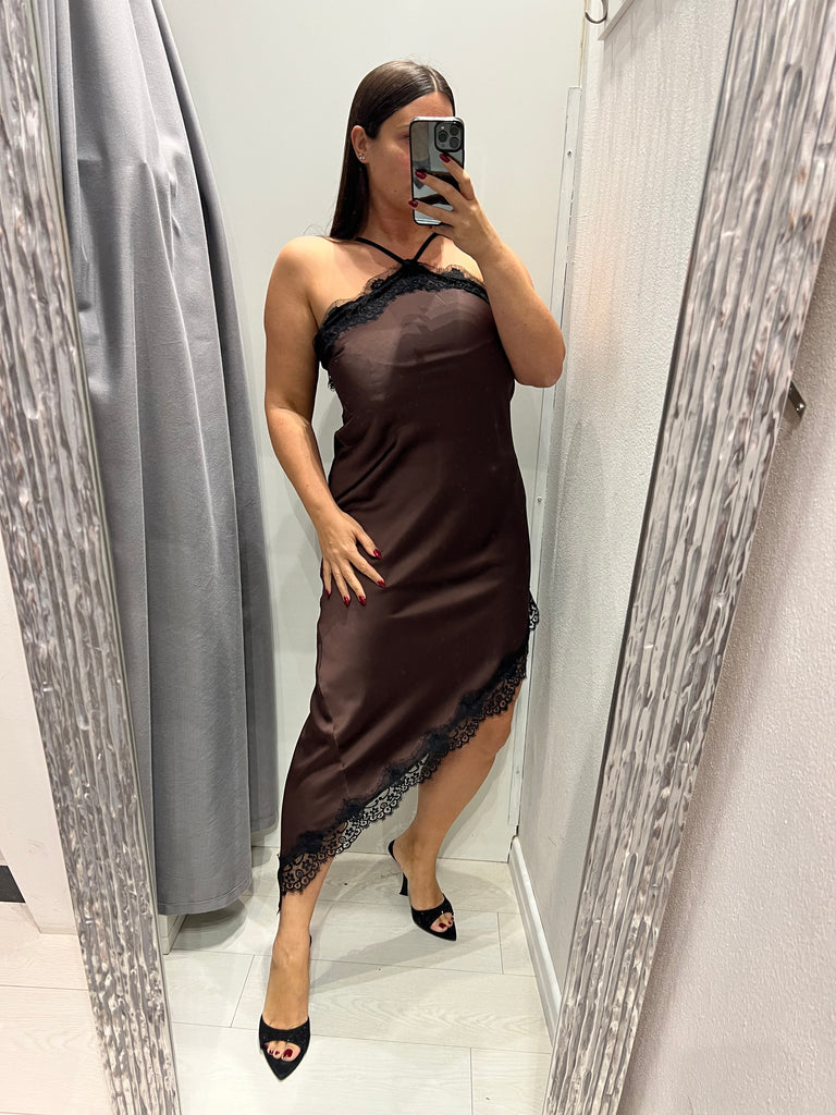 HaveOne•Abitino lingerie asimmetrico moro pizzo