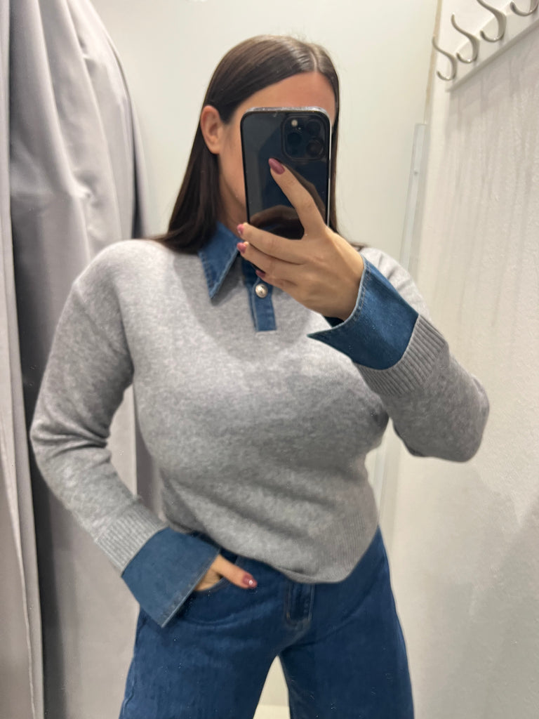 KONTATTO•Maglioncino colletto polsini jeans
