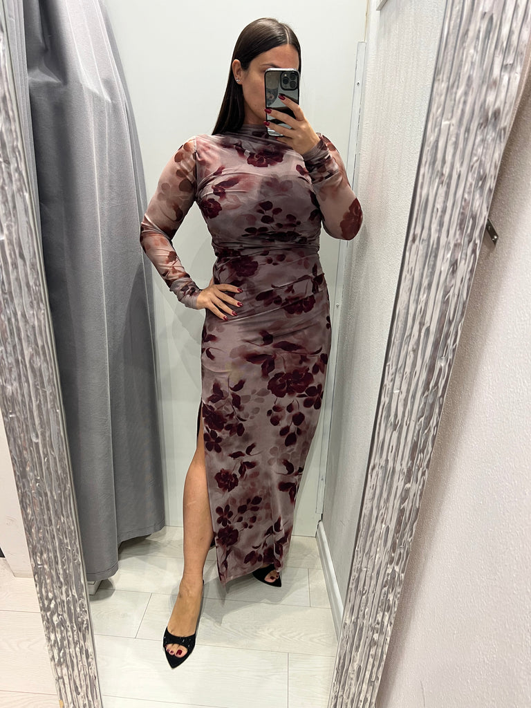 HaveOne•Maglia velata stampa bordeaux