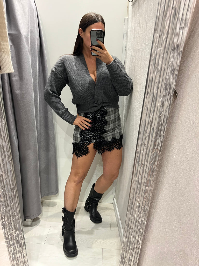 BLK30 HaveOne•Gonna check flanella grigio/nero pizzo nero