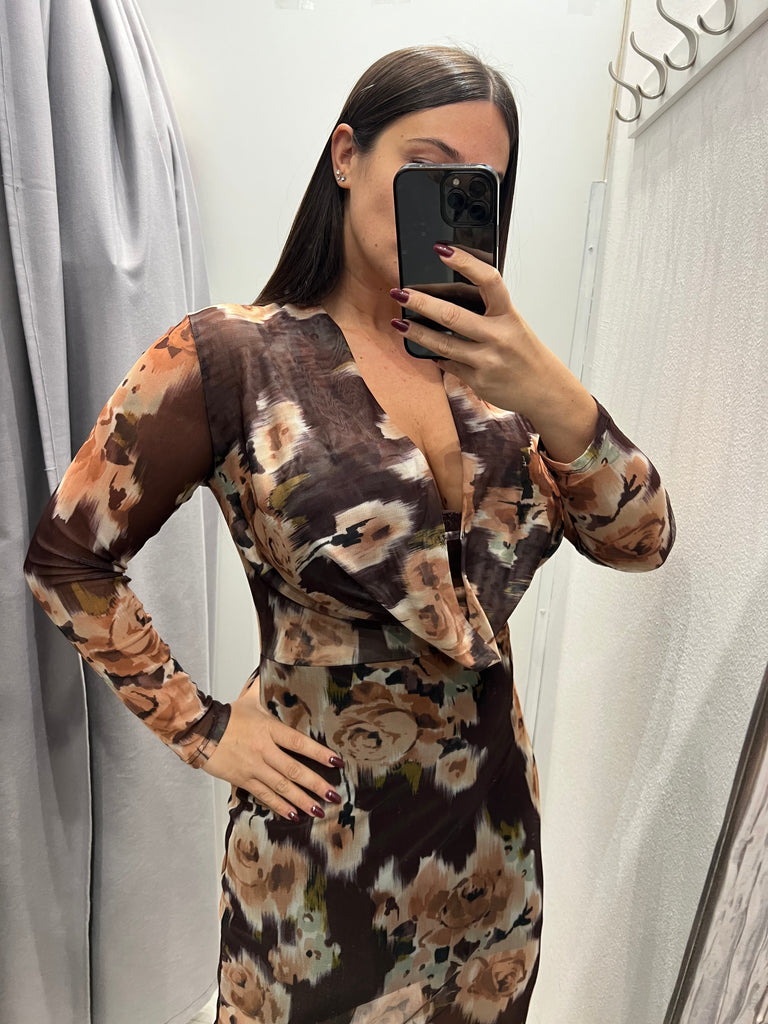 BLK30 LUMINA•Abito floreale stampa moro