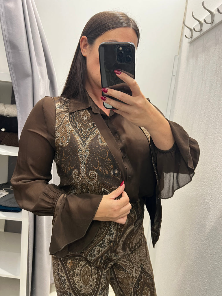 LUMINA•Gilet con bottoni stampa cashmere