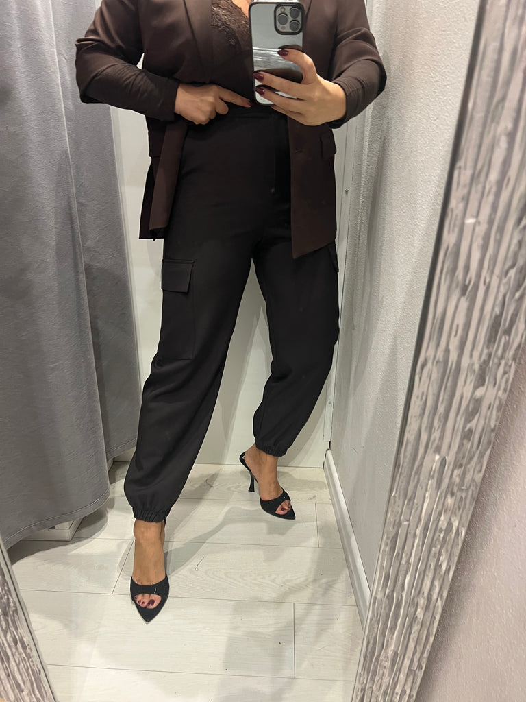 ViCOLO•Pantalone jogger cargo testa di moro