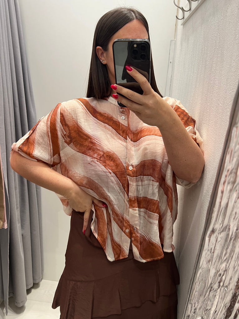 🚨HaveOne•Camicia coreana stampa onde ruggine