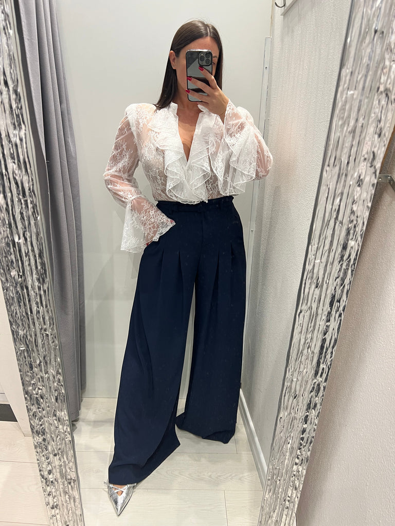 IMPERIAL•Camicia bianca pizzo rouches