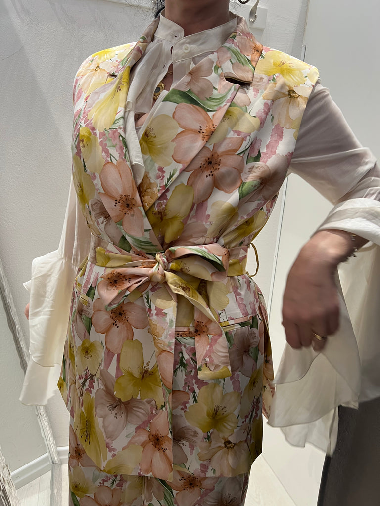 HaveOne•Gilet floreale con fusciacca
