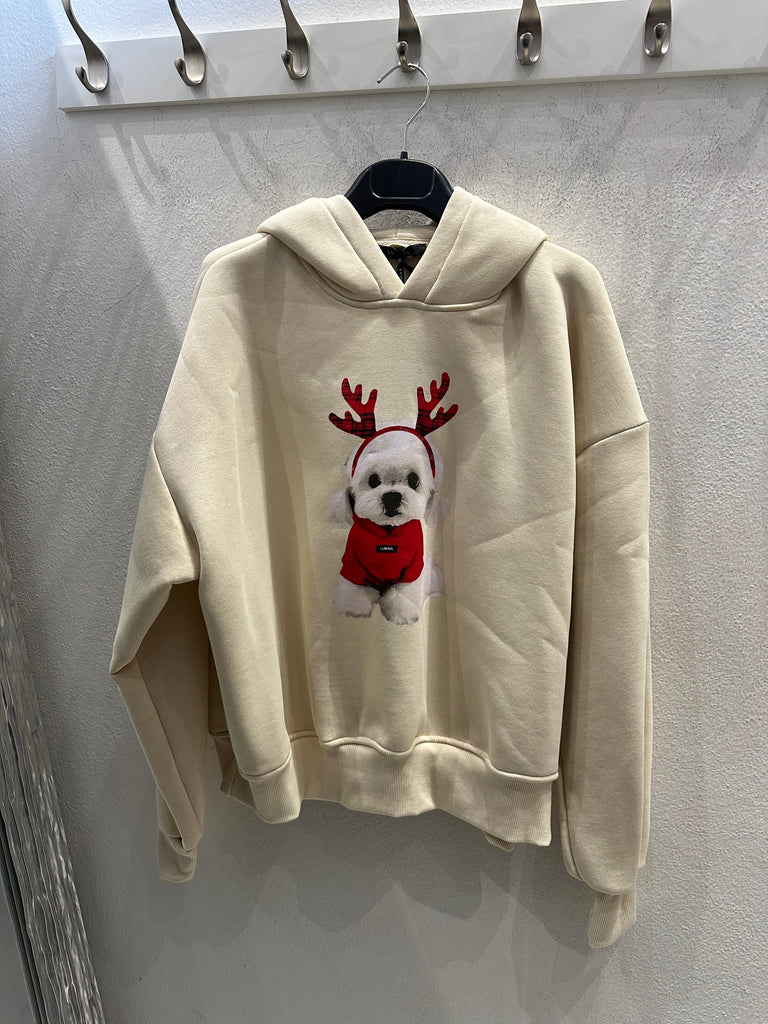 LUMINA•Felpa cappuccio stampa barboncino•Più colori