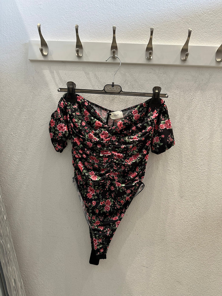 MSS💥ViCOLO•Body fiorellini base nera