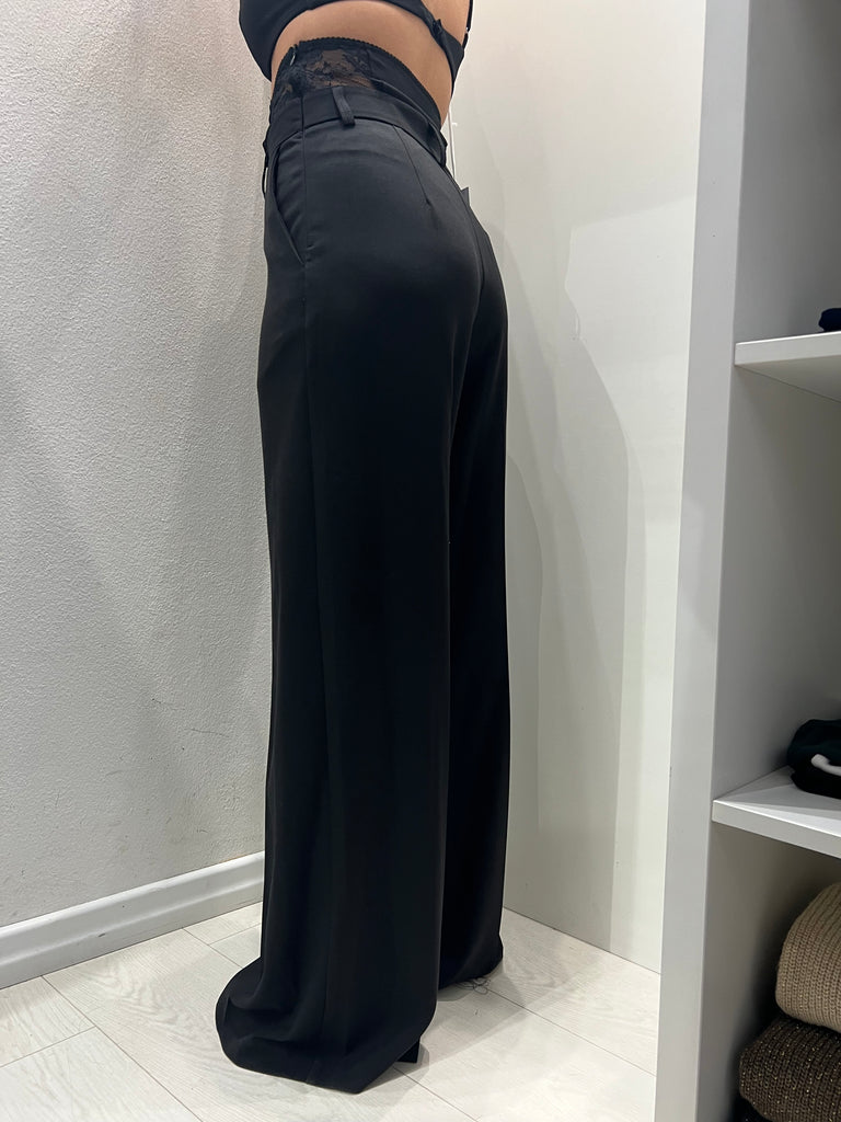 IMPERIAL•Pantalone palazzo nero fascia pizzo Garçon