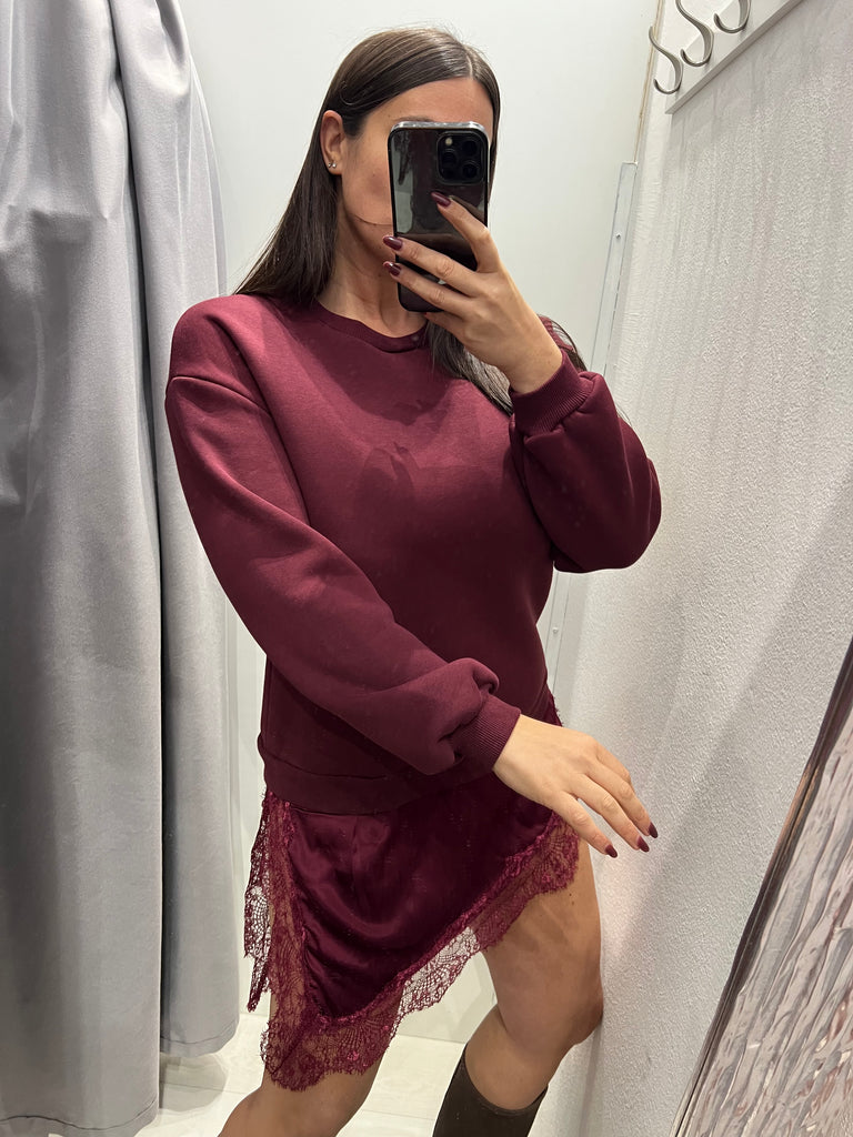 LUMINA•Abitino felpa e finale raso pizzo•Più colori