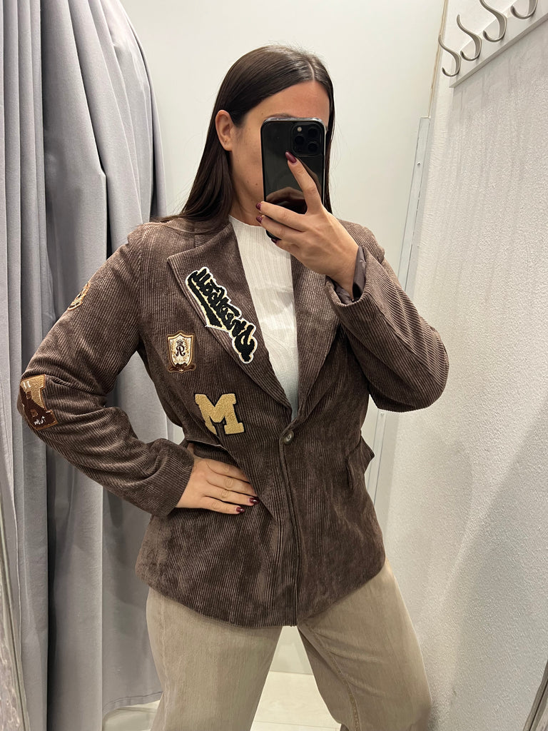 ViCOLO•Giacca velluto moro patch