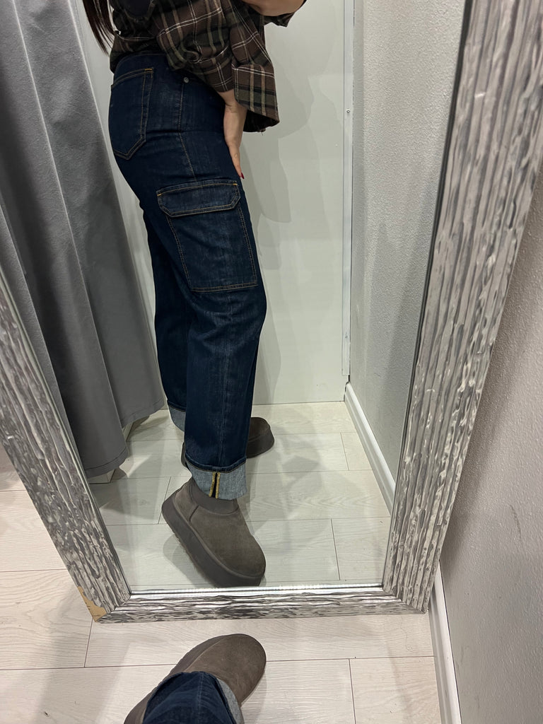 🚨HaveOne•Jeans cargo blu