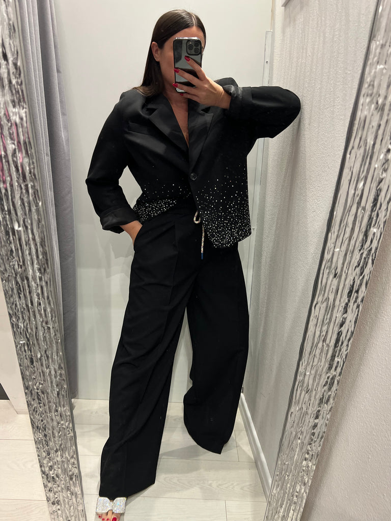 ViCOLO•Pantalone palazzo coulisse nero