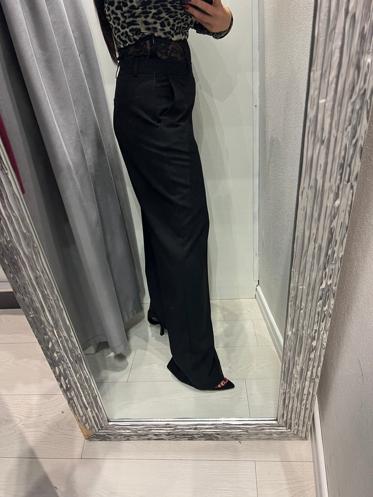 IMPERIAL•Pantalone palazzo nero fascia pizzo Garçon