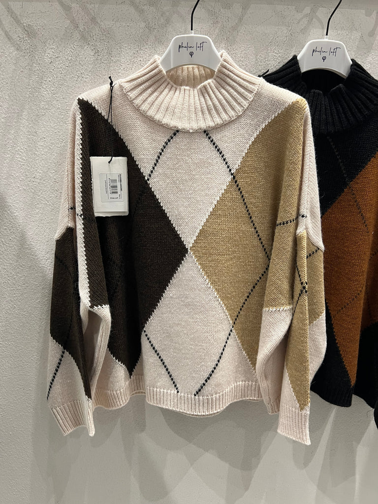 Philia Loft•Maglione lupetto ampio rombi•Più colori